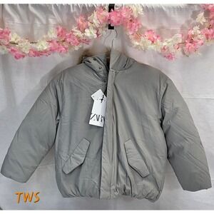 Zara Kids Grey Down Puffer Jacket Faux Fur Hood 5644/772/804 Size 8 128cm NEW